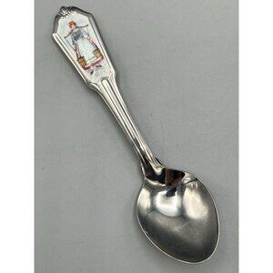 Vtg  Stainless Sugar Spoon Enamel Handle German Woman Buckets Milkmaid